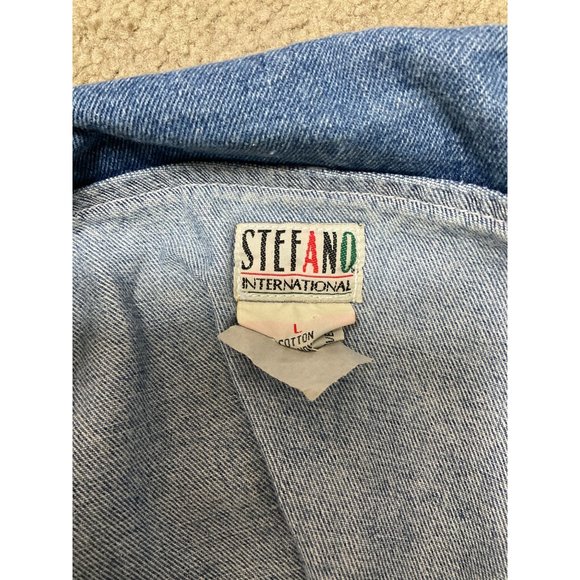 Steffano International Boho Vintage Denim Vest On Shoulder Top Cropped Large - Picture 6 of 8